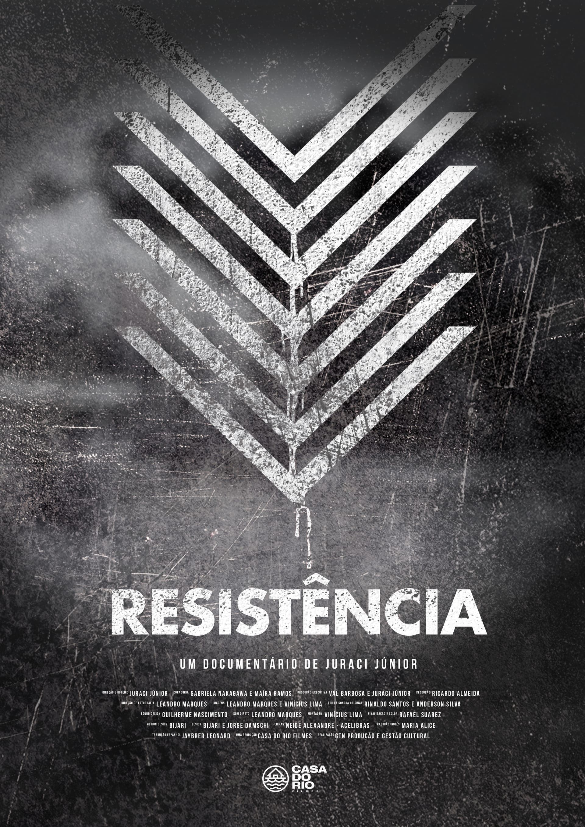 Poster for Resistência, in black and white: a drawing of a tree over the forest.